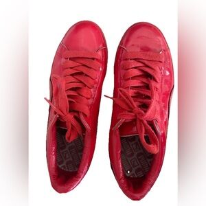 Puma Basket Kids Youth Size 6 Matte & Shine Low Sneaker Shoes Red Shiny Retro